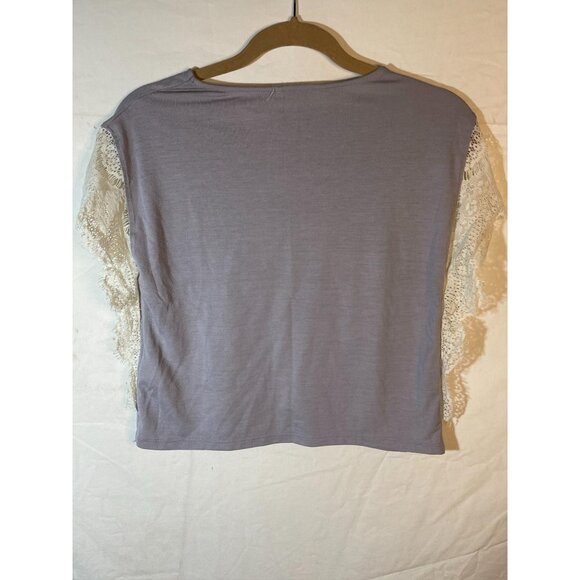 Energie short sleeve shirt lace ruffle arm gray polyester blend extra small READ - Picture 8 of 10